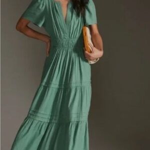 ANTHROPOLOGIE | Feminine Somerset Mint Green Maxi Dress | L